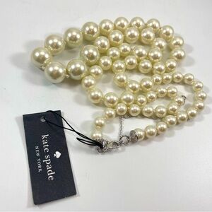 Kate Spade New Cream/Silver Glass Pearl Knotted Statement Necklace